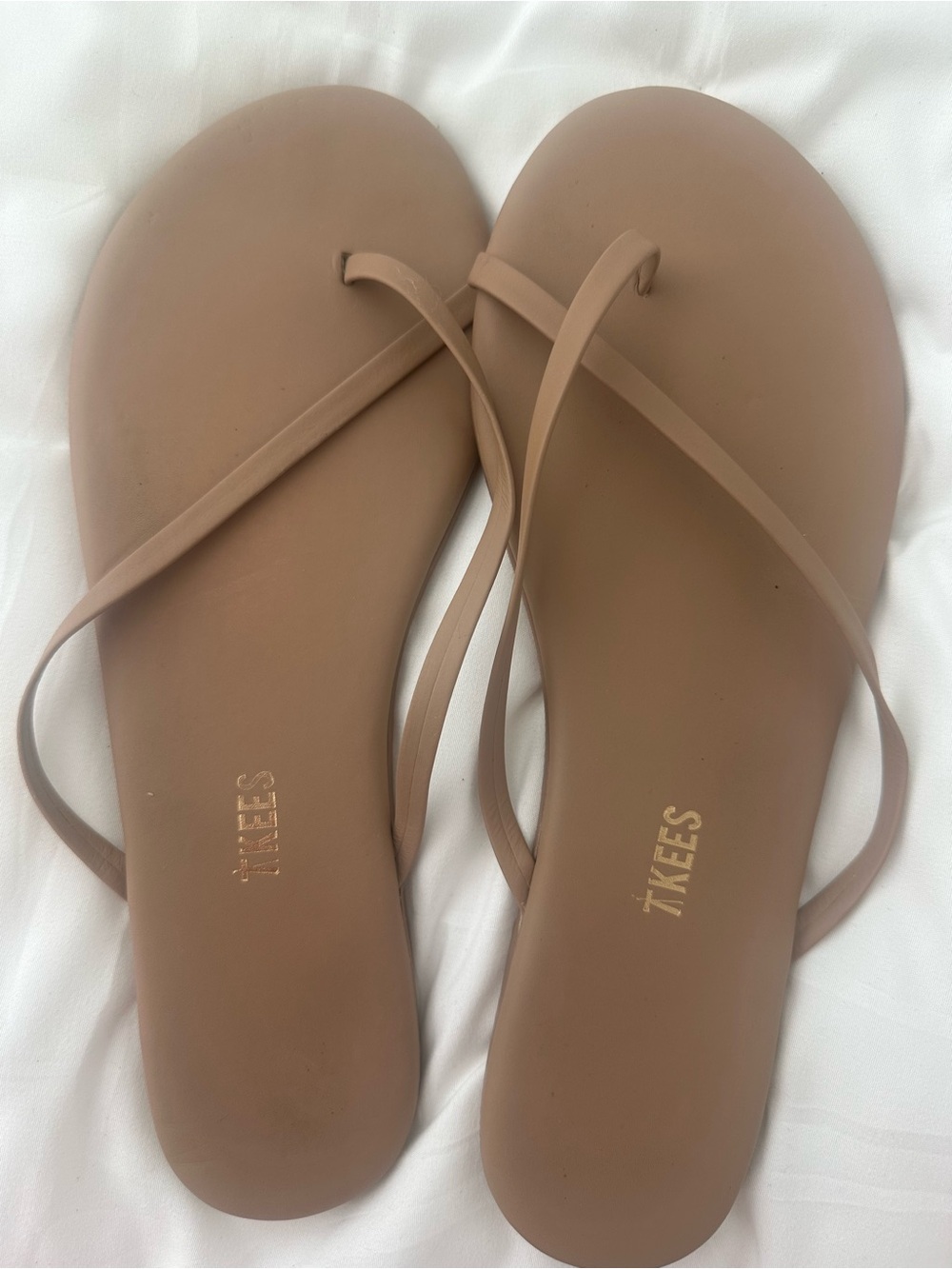 TKEES Minimalist Thin-Strap Sandals in Taupe